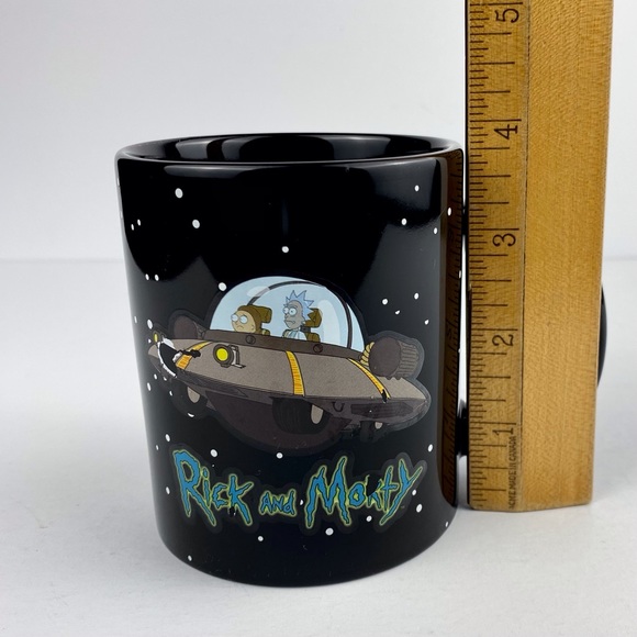Rick and Morty coffee mug, black spaceship cup, 2017 Adult Swim - Picture 8 of 9